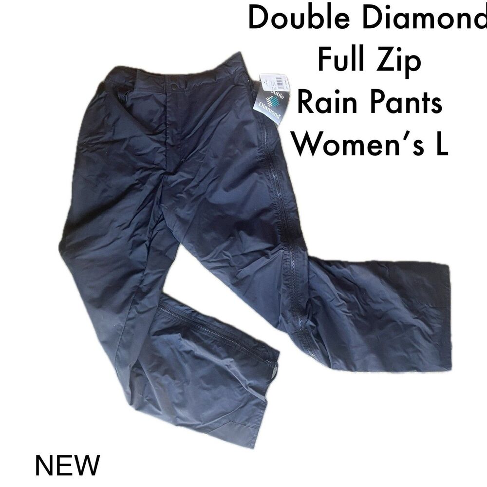 Vintage Double Diamond Women’s L Full Zip Black Rain Snow Pants New w/ Tags